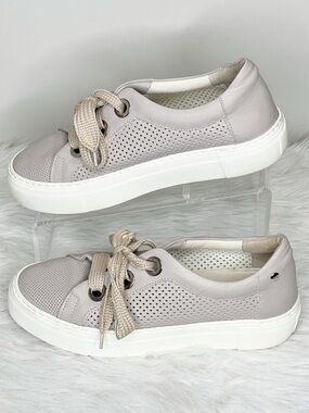 AGL Perforated Leather platform Sneakers In Talc Size 39/9